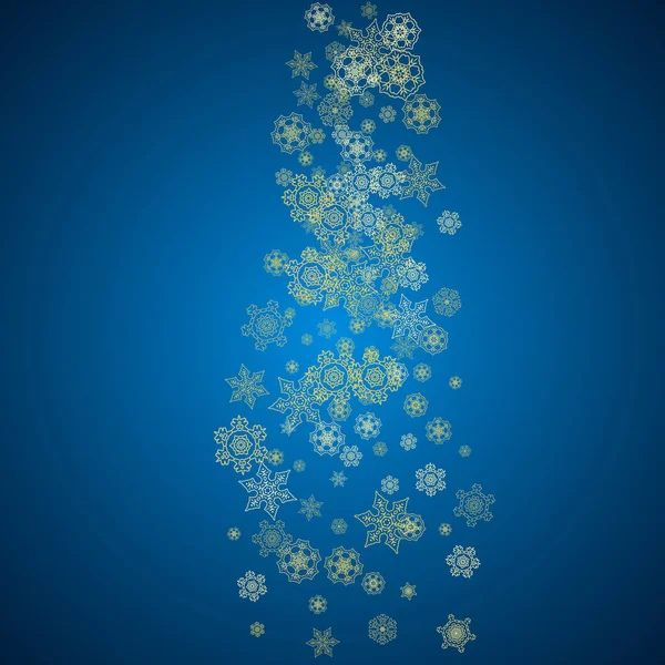 New Year Snow Blue Background Gold Glitter Snowflakes Christmas New — Stock Vector