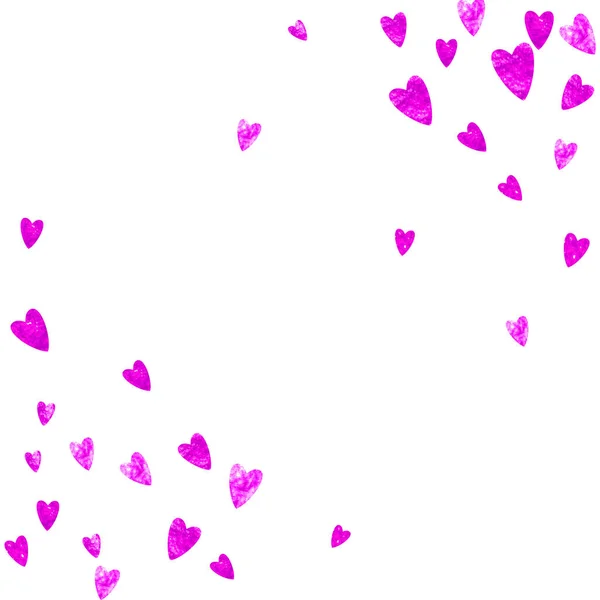 情人节的心脏框架 粉色的闪光 2月14日心框模板的向量Confetti 手绘手绘纹理 优惠券 特价商业广告 横幅的爱情主题 — 图库矢量图片