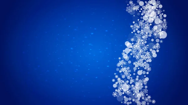 Moldura Natal Com Neve Caindo Fundo Azul Com Brilhos Moldura — Vetor de Stock