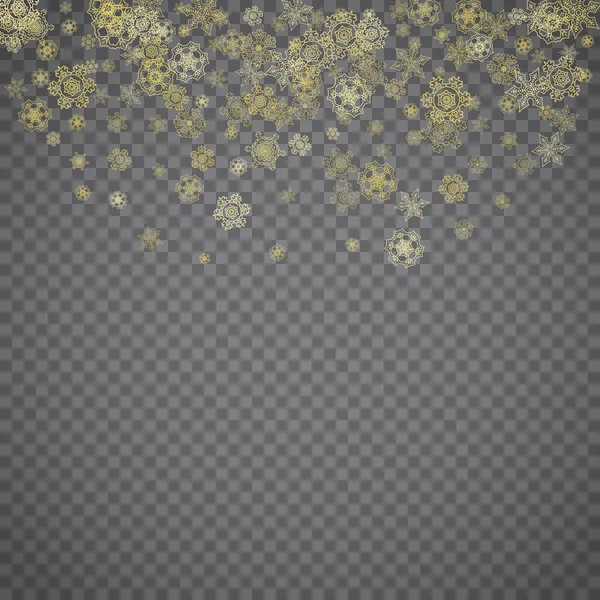 Flocons Neige Isolés Sur Fond Gris Transparent Neige Dorée Vente — Image vectorielle