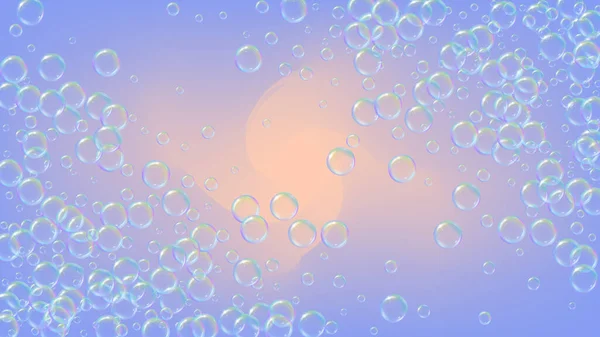 Шампунь Пузырьки Градиентном Фоне Реалистичные Пузыри Воды Охлаждающая Радужная Жидкая — стоковый вектор