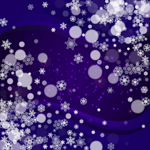 Winter Border Ultra Violet Snowflakes New Year Frosty Backdrop Snow — Stock Vector