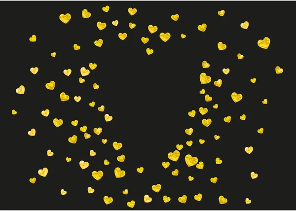 ゴールドの輝きとバレンタインデーのためのハートフレーム 2月14日 ハートフレームテンプレート用ベクトルコンフェッティ 手描きの質感をグランジ 特別なビジネスオファー バナー チラシのための愛のテーマ — ストックベクタ