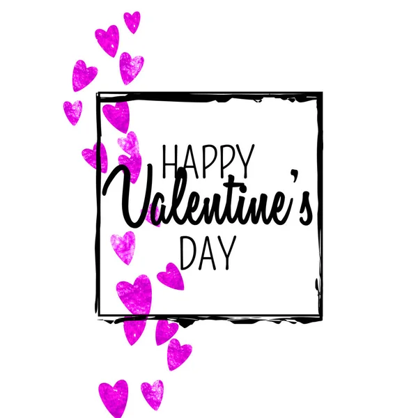 발렌틴 Vector Confetti Valentines Day Card Template 그림그리기 포스터 현수막 — 스톡 벡터