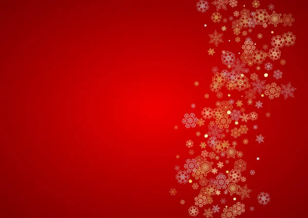 Weihnachten Schnee Auf Rotem Hintergrund Glitzerrahmen Für Winterbanner Geschenkgutscheine Gutscheine — Stockvektor