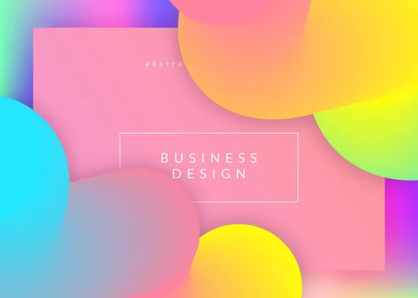 Landing Page Vivid Gradient Mesh Geometric Interface Banner Frame Holographic — Stock Vector