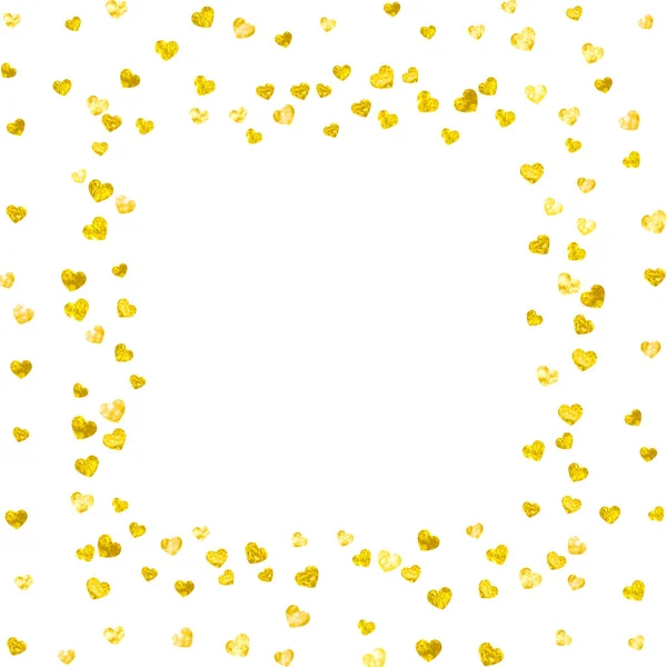 Fundo Dos Namorados Com Corações Brilho Ouro Fevereiro Vector Confetti — Vetor de Stock