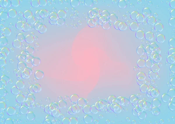 Badschuim Hellende Ondergrond Realistische Waterbellen Koele Regenboog Gekleurde Vloeibare Schuim — Stockvector