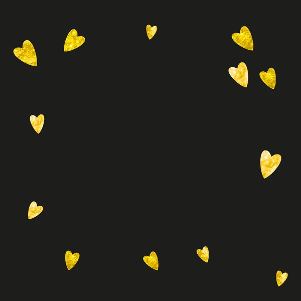 День Святого Валентина Рамка Золотыми Блестящими Сердцами Февраля День Векторное — стоковый вектор
