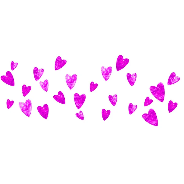 Bruiloft Confetti Met Roze Glitter Hartjes Valentijnsdag Vector Achtergrond Handgetekende — Stockvector