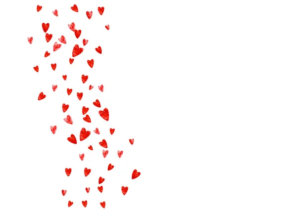 心脏边缘的背景与粉红色的闪光 情人节 向量Confetti 手绘纹理 爱的主题礼物优惠券 带有心脏边界的婚礼和婚礼模板 — 图库矢量图片