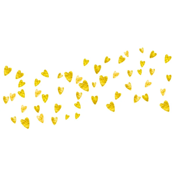 Svatební Konfety Zlatým Třpytivým Srdcem Valentýn Pozadí Vektoru Ručně Kreslená — Stockový vektor
