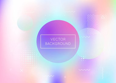 Sıvı şekilli Memphis gradyanı. Bauhaus elementli dinamik holografik sıvı. Broşür, ui, dergi, poster, afiş ve uygulama için grafik şablonu. Gökkuşağı memphis gradyanı.