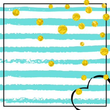 Turkuaz şeritli düğün simleri konfetisi. Parlak parıltılı pullarla rastgele düşen pullar. Parti davetiyesi, etkinlik afişi, broşürü, doğum günü kartı için altın parıltılı tasarım..