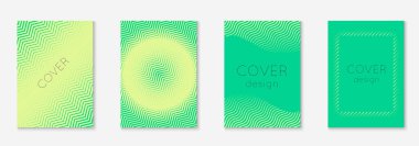 Soyut kapaklar ayarlandı. Yarım ton eğimli asgari trend vektörü. Broşür, poster, broşür ve davetiye için geometrik gelecek şablonu. Minimalist renkli kapak. EPS 10 illüstrasyonunu özetle.