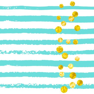 Turkuaz şeritli düğün simleri konfetisi. Metalik kıvılcımlı parlak pullar. Parti daveti, düğün öncesi parti daveti ve davetiye için altın parıltılı tasarım.