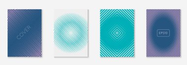 Güzel kapak şablonu. Yarım ton eğimli asgari trend vektörü. Broşür, poster, broşür ve davetiye için Geometrik serin kapak şablonu. Minimalist renkli şekiller. Soyut resimleme.