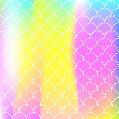 Holografik ölçekli bir denizkızı geçmişi var. Parlak renk değişimi. Balık kuyruğu afişi ve davetiye. Kızlar için su altı ve deniz şablonu. Değişken denizkızı ile gelecek arkaplanı.