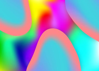 Sıvı elementler. Canlı gradyan örgüsü. Gökkuşağı posteri, duvar kağıdı kompozisyonu. Modern modayla birlikte holografik 3d arkaplan. Dinamik şekilleri ve sıvısı olan sıvı elementler.