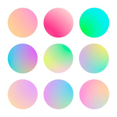 Yuvarlak soyut arka planlara sahip modern gradyan kümesi. Poster, afiş, broşür ve sunum için renkli sıvılar. Modaya uygun yumuşak renk. Ekranlar ve mobil uygulama için modern gradyan seti olan şablon