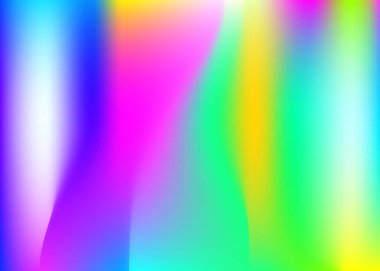 Gradyan ağ soyut arkaplanı. Gradyan örgülü spektrum holografik arkaplan. 90 'lar, 80' ler modası. Pankart, el ilanı, kapak tasarımı, mobil arayüz, web uygulaması için Pearlescent grafik şablonu.