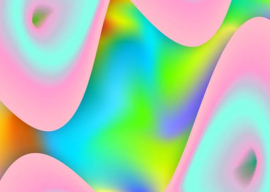 Sıvı şekilli. Modern modayla birlikte holografik 3d arkaplan. Canlı gradyan örgüsü. Neon duvar kağıdı, sertifika şablonu. Sıvı dinamik elementlerle akışkan şekil arkaplanı.