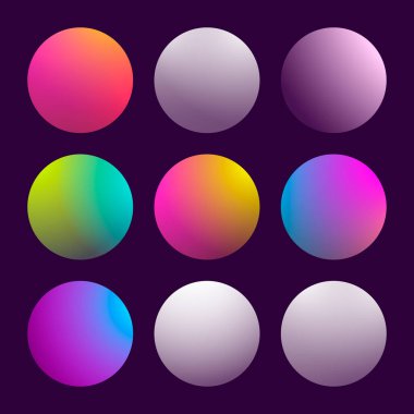 Yuvarlak soyut arka planlara sahip modern 3D gradyan kümesi. Takvim, broşür, davetiye ve kartlar için renkli sıvılar. Modaya uygun yumuşak renk. Ekranlar ve mobil uygulama için yuvarlak eğimli şablon