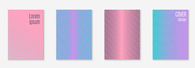 Minimum moda kaplama şablonu ayarlandı. Yarım tonlu fütürist düzen. Kitap, katalog ve yıllık için geometrik kapak şablonu. Minimalist renkli gradyanlar. Soyut iş illüstrasyonu.