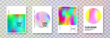 Minimalist poster seti. Soyut arka planlar. Gradyan örgülü sıvı minimalist poster. 90 'lar, 80' ler modası. Pankart, sunum, afiş, broşür için Pearlescent grafik şablonu.