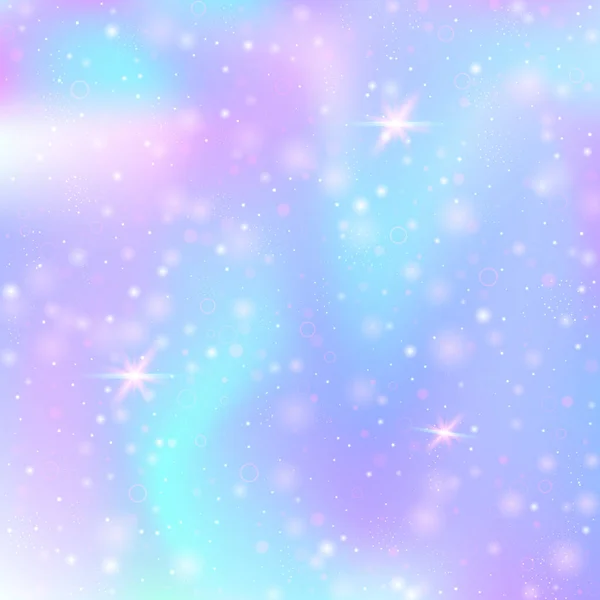 Gökkuşağı Örgülü Peri Arkaplanı Prenses Renklerinde Sıvı Evren Afişi Hologramla — Stok Vektör