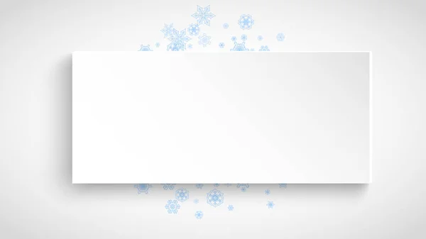Snow Paper Banner Blue Snowflakes Horizontal Christmas New Year Design — Stock Vector