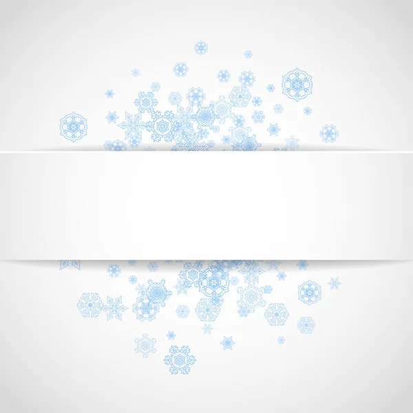 Новорічний Сніг Білому Тлі Синя Рамка Зимових Банерів Подарунковий Купон — стоковий вектор
