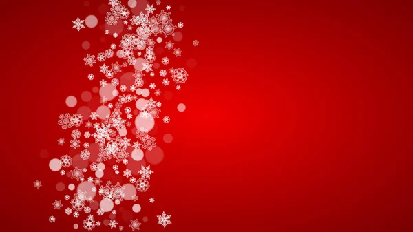 Різдвяний Фон Білими Сніжинками Червоному Тлі Санта Клаус Колір Нове — стоковий вектор