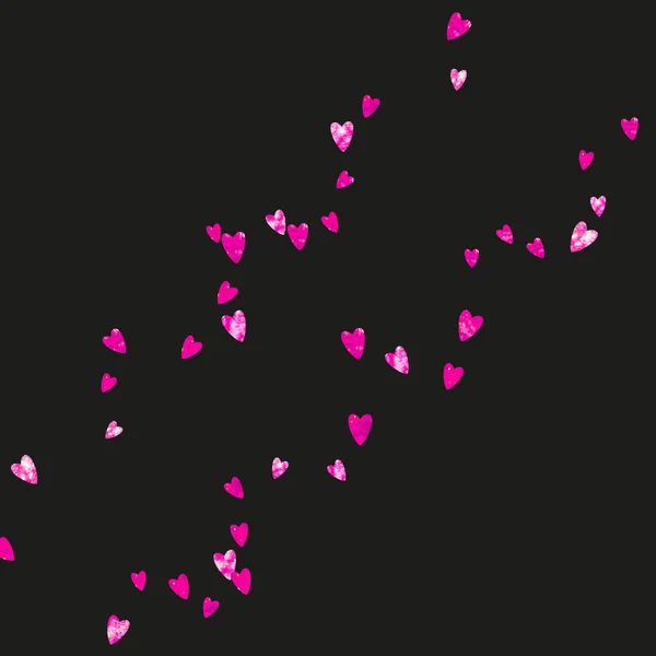 Srdce Rámeček Valentýna Růžovým Třpytem Února Vektorové Konfety Pro Šablonu — Stockový vektor