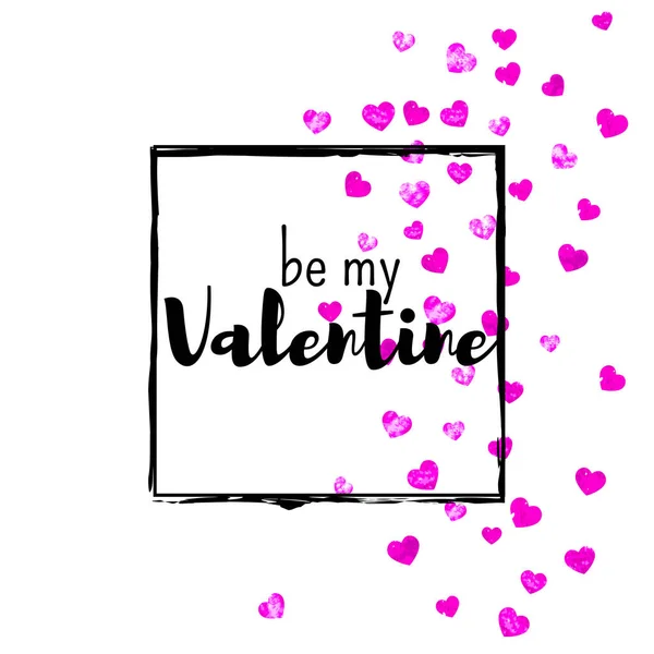 Valentijnskaart Met Roze Glitterhartjes Februari Vector Confetti Voor Valentijnskaart Sjabloon — Stockvector