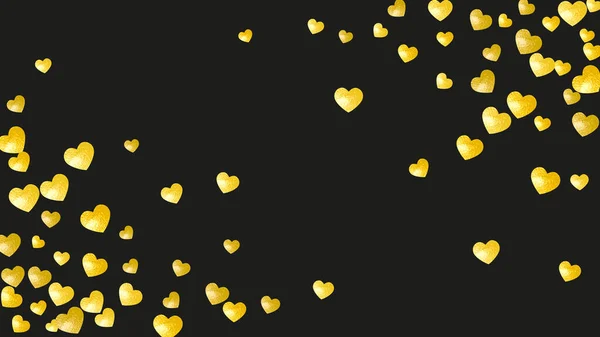 金の輝きの心とブライダルシャワーの背景 バレンタインデー ベクトル コンフェッティ 手描き ギフト券 バウチャー イベントのテーマが大好きです ハートの結婚式とブライダルシャワーテンプレート — ストックベクタ