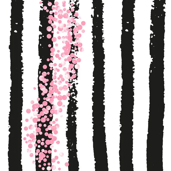 Pinkfarbenes Glitzerkonfetti Mit Punkten Auf Schwarzen Streifen Glänzend Fallende Pailletten — Stockvektor