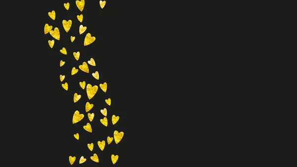 Brauthintergrund Mit Goldenen Glitzerherzen Valentinstag Vektorkonfetti Handgezeichnete Textur Liebesthema Für — Stockvektor