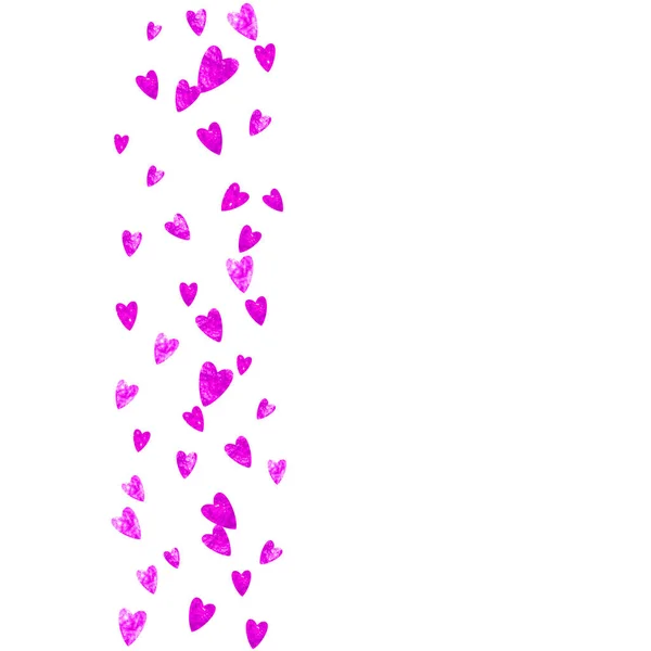 Tarjeta San Valentín Con Corazones Purpurina Rosa Febrero Vector Confetti — Archivo Imágenes Vectoriales