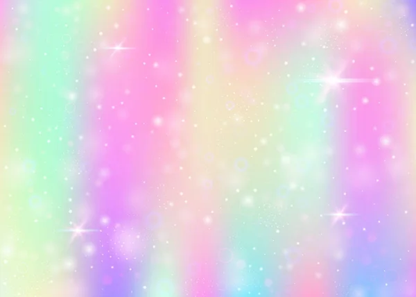 Sfondo Olografico Con Rete Arcobaleno Banner Universo Carino Colori Principessa — Vettoriale Stock