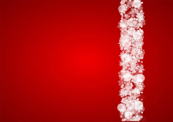 红色背景的圣诞雪 圣诞老人的颜色 冬季横幅 优惠券 派对活动的横向框架 新年和圣诞节的雪的设计 飘落的雪花庆祝 — 图库矢量图片