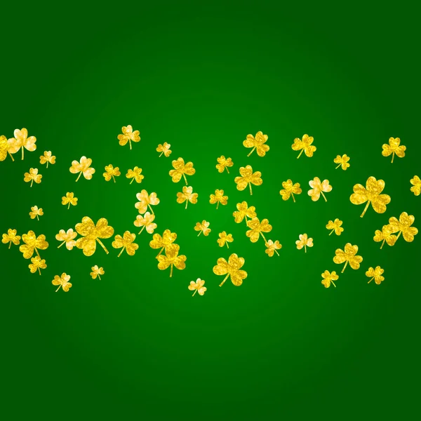 Klaver Achtergrond Voor Saint Patricks Day Geluksvogel Confetti Glitter Frame — Stockvector