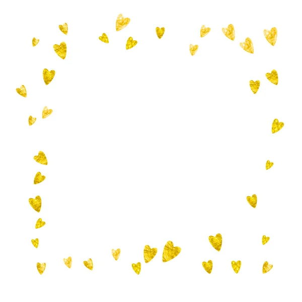 Cuore Sfondo Bordo Con Glitter Oro San Valentino Coriandoli Vettoriali — Vettoriale Stock