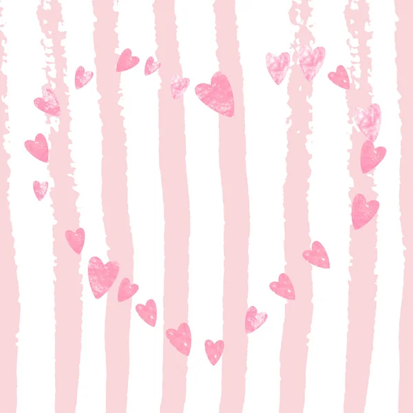Cuori Rosa Glitter Coriandoli Strisce Bianche Paillettes Cadenti Con Luccichio — Vettoriale Stock