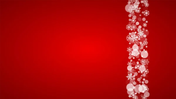 Weihnachten Hintergrund Mit Weißen Schneeflocken Auf Rotem Hintergrund Weihnachtsmannfarben Neujahr — Stockvektor