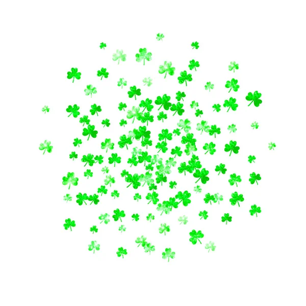Shamrock Background Saint Patricks Day Lucky Trefoil Confetti Glitter Frame — Stock Vector