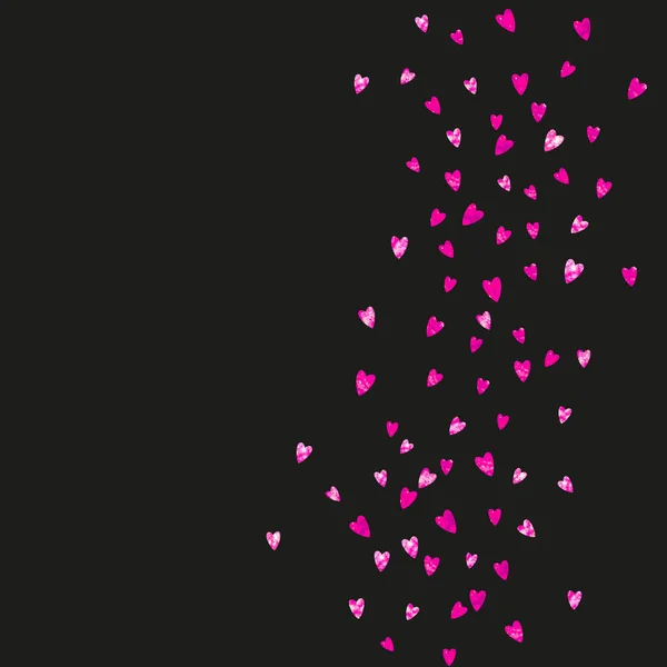 Hartframe Voor Valentijnsdag Met Roze Glitter Februari Dag Vector Confetti — Stockvector