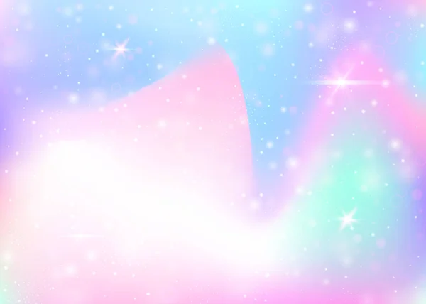 Fondo Unicornio Con Malla Arco Iris Banner Del Universo Femenino — Vector de stock