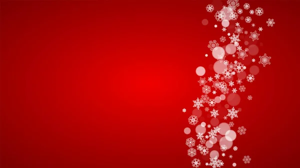 Weihnachten Hintergrund Mit Weißen Schneeflocken Auf Rotem Hintergrund Weihnachtsmannfarben Neujahr — Stockvektor