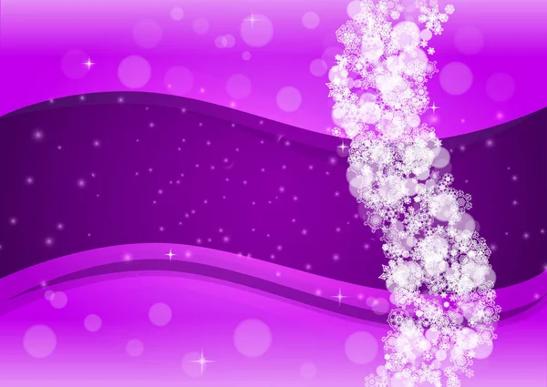 Schneeflockenrand Mit Ultraviolettem Schnee Neujahrskulisse Winterrahmen Für Flyer Geschenkkarte Einladung — Stockvektor